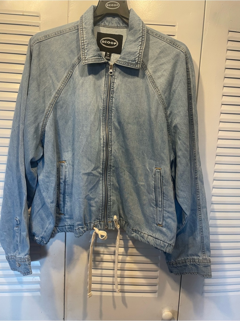 Scoop Light Blue Denim Zip-Front Jacket